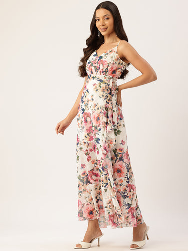Floral Printed Fit & Flare Maxi Dress